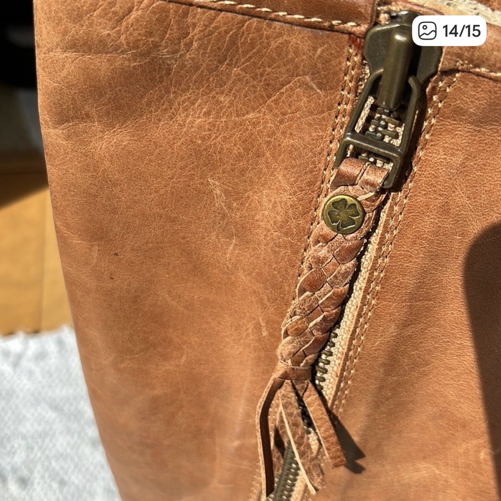🤎 Lucky Brand LK-Hesper Tall Leather Boots Dark Camel Norway 10M - Picture 9 of 11